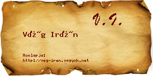 Vég Irén névjegykártya